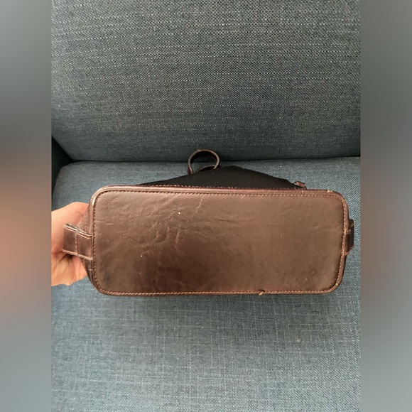 Vintage Marlo Black Canvas Bag with Brown Faux Leather Trims & Handles, Silver - Picture 7 of 15